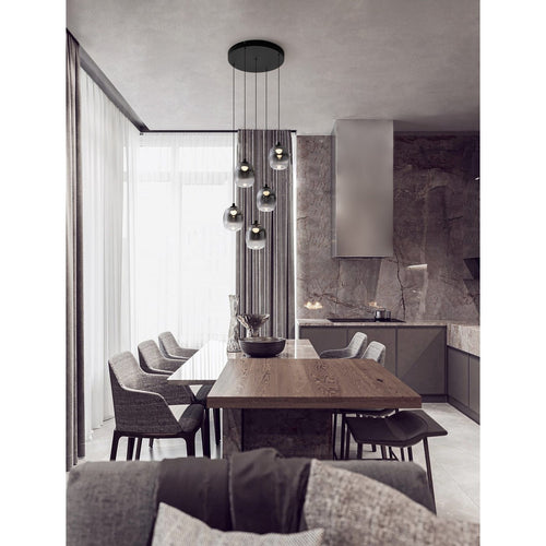 Nova Luce KITA Hanglamp met clusterontwerp, rookgrijs/zandzwart, Triac dimbare LED, 28W, 2222lm, 3000K