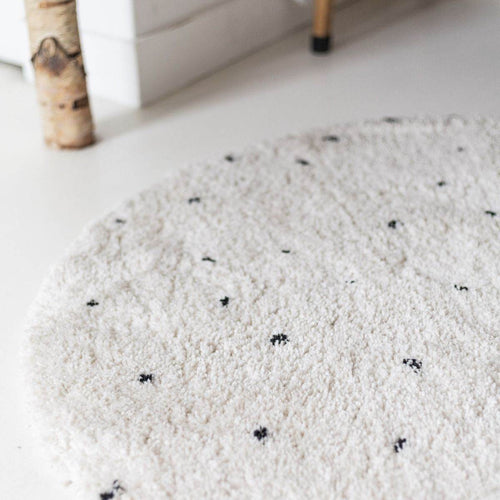 Interieur05 Rond Kindervloerkleed  hoogpolig Cream/Zwart - Dots - 160 x 160 cm - vtwonen shop
