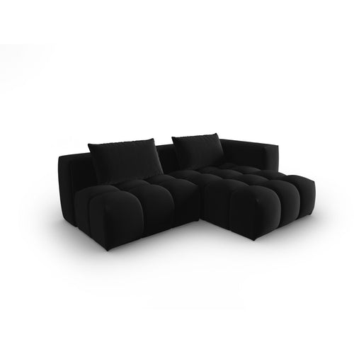 Cosmopolitan Design - Modulaire hoekbank rechts Verona 3-zits, flueel zwart - 145x205x70cm