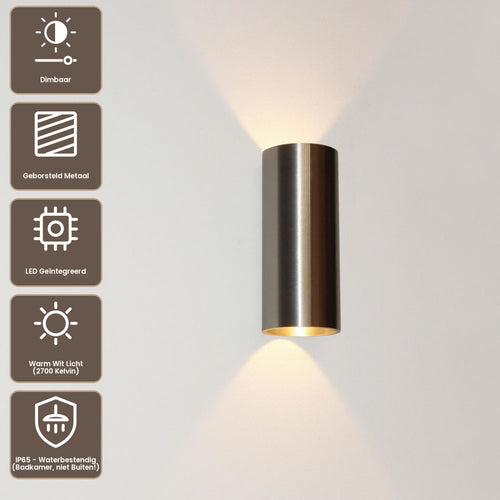 Artdelight Wandlamp Brody 2 - Aluminium