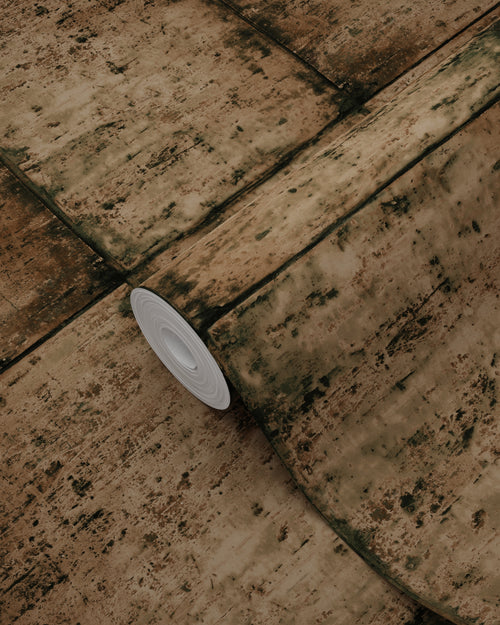 ESTAhome behang zinken platen vergrijsd bruin - 53 cm x 10.05 m - 138881