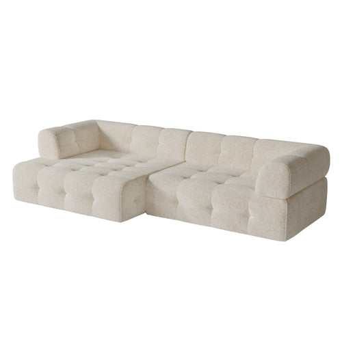 Sia Home - Hoekbanken links CHARLIE - Chenille fluweel - Crème - 238cm