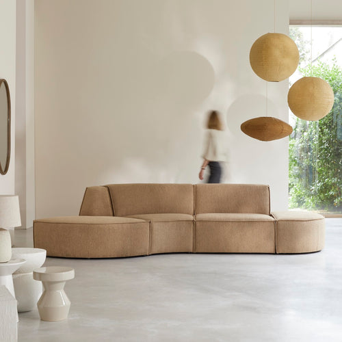 Tikamoon Modulaire 4-zitsbank in camelkleurige stof - Bruin