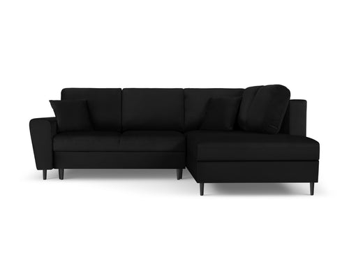 Cosmopolitan Design Converteerbare hoekbank rechts met opbergdoos Kyoto 5-zits, flueel, zwart - 194x243x88cm