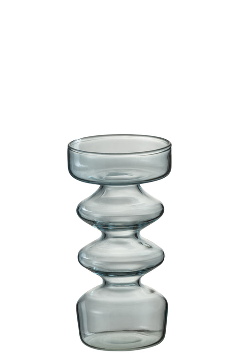 J-Line vaas Luna - glas - blauw - small - 14 cm hoog