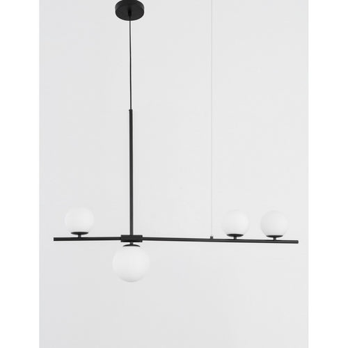 Merano Diego 4 Light Bar Plafondlamp Wit Frosted Glas Zwart Metaal LED G9