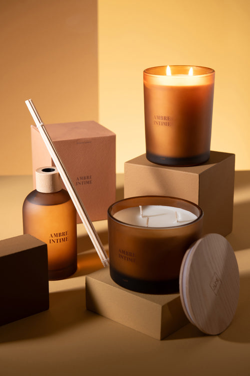 J-Line geurkaars Accords Essentiels - Ambre Intime - oker - 28U