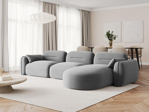 Cosmopolitan Design Modulaire hoekbank rechts Sydney 4-zits, flueel, lichtgrijs - 165x320x70cm
