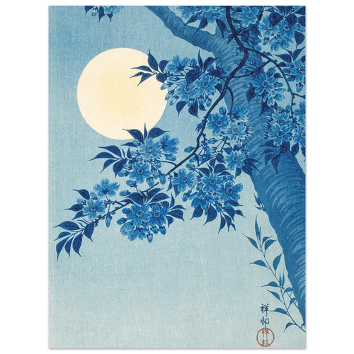 Ohara Koson - Blossoming cherry on a moonlit night   poster 30x40 cm - vtwonen shop
