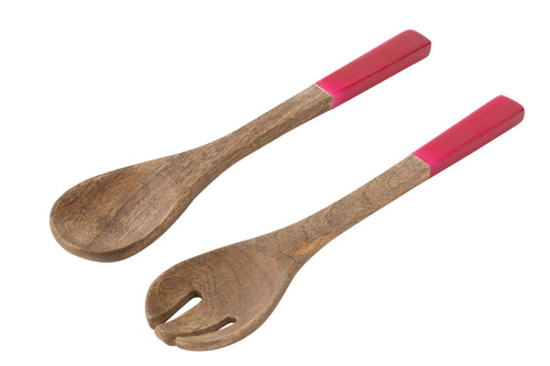 J-Line slabestek - mangohout - roze/naturel - 2 stuks