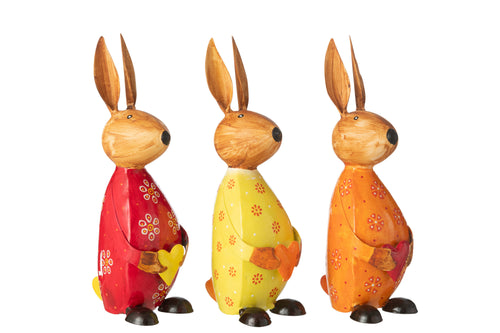 J-Line figuur Konijn Met Hart - ijzer - mix - large - 3 stuks