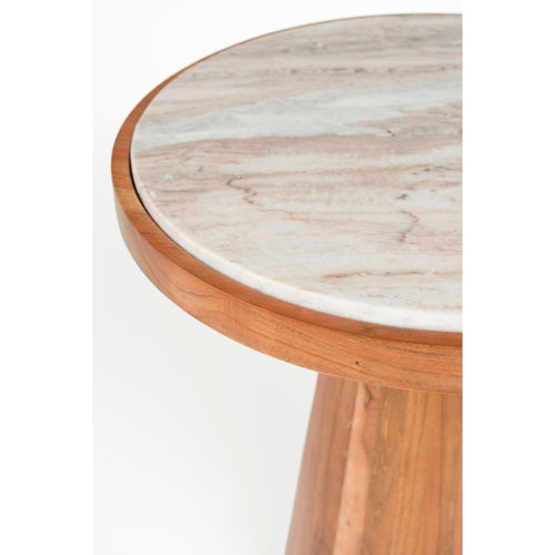 Housecraft Living Mees Bijzettafel Rond 40 cm Marmer/ Hout - Bruin