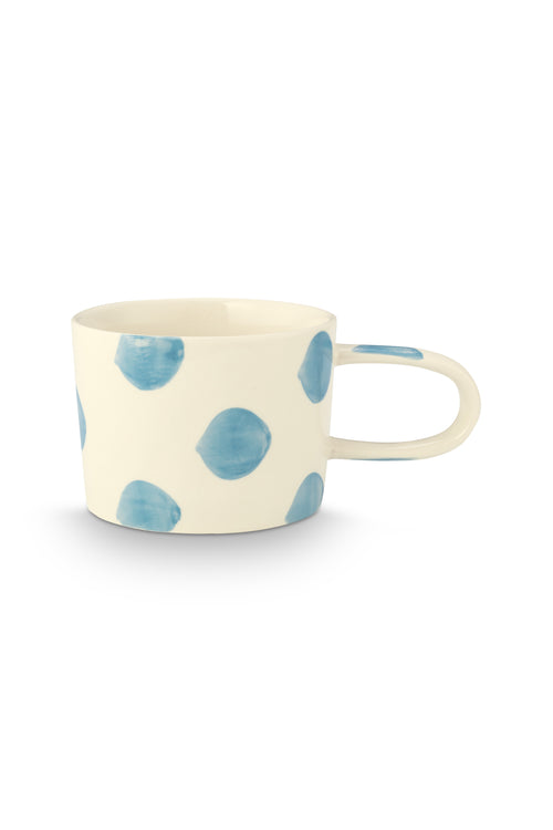 vtwonen - Mokken - Blauw - Stippen - Set van 2 - Keramiek - 350ml