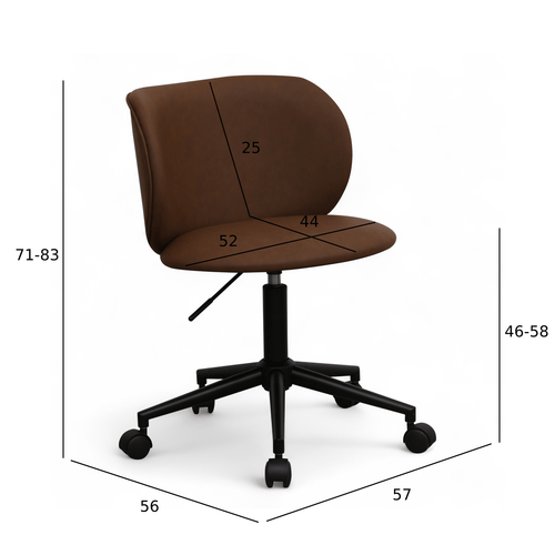 Furnhouse bureaustoel Bobo - Donkerbruin - Kunstleer - 56x57x71
