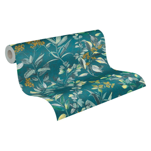 Livingwalls behang bloemmotief blauwgroen - 53 cm x 10.05 m - AS-391713 - vtwonen shop