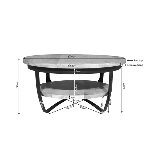 Starfurn Salontafel Paras - Rond Naturel Hout - Ø70x35cm