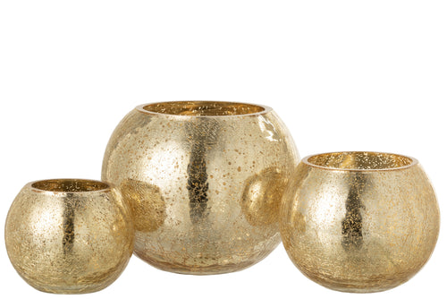 J-Line windlicht Bol Parel Effect - glas - goud - large