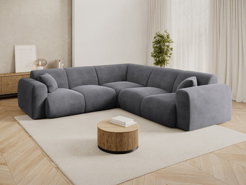 Cosmopolitan Design Hoekbank Nolio 5-zits, flueel donkergrijs - 252x252x72cm