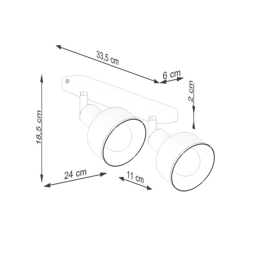 Sollux Lighting Plafondlamp ELBA 2 wit - 47x24x18,5cm