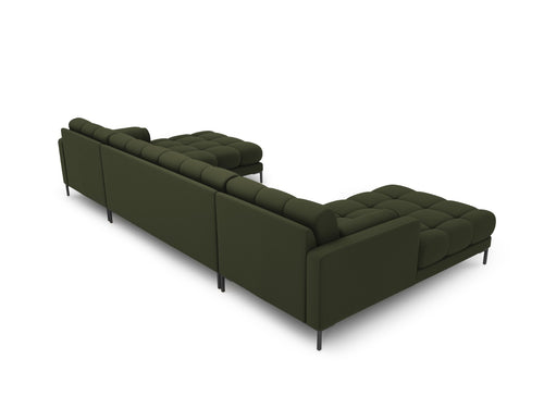 Cosmopolitan Design Panoramische bank Bali 7-zits, structurele stof, groente - 185x383x75cm