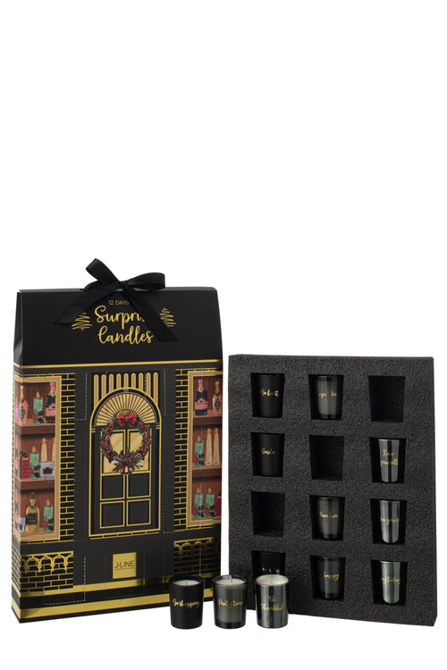 J-Line geurkaars Surprise Window - zwart/mix - 12 candles