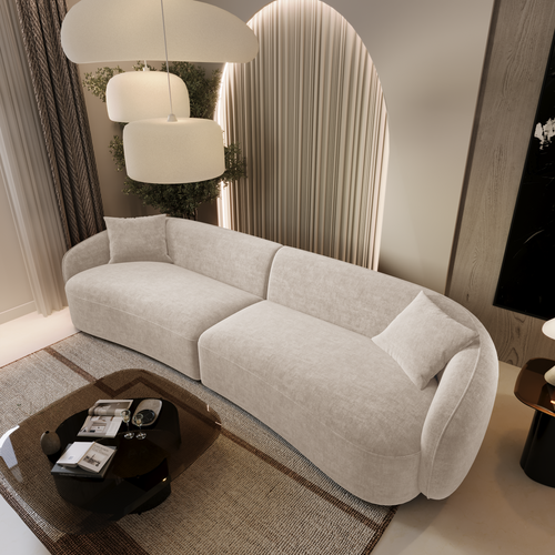 Sia Home - Rechte bank CELINE - Geweven stof - Crème - 260cm