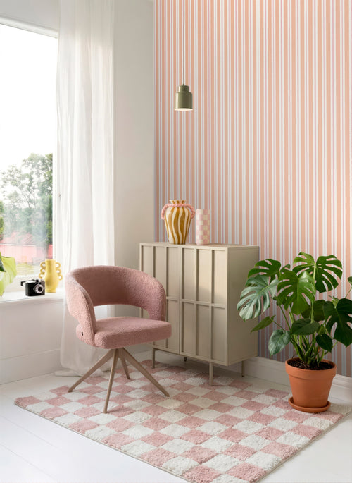 ESTAhome behang strepen roze en rood - 50 x 900 cm - 131963