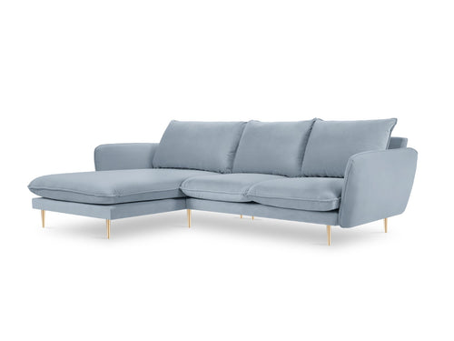 Cosmopolitan Design linker hoekbank Vienna 5-zits, flueel, lichtblauw - 170x255x95cm