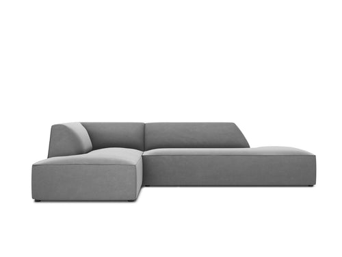 Micadoni linker hoekbank Ruby 4-zits, flueel, grijs - 180x273x69cm