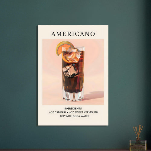 Artfulprints  Americano cocktail - Ingrediënten   poster 30x40 cm - vtwonen shop