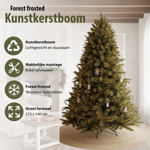 Triumph Tree Forest Frosted Kunstkerstboom - Kerstversiering voor Binnen met Insteekconstructie - Kunstboom met Frosted Naalden en PVC Takken - H215 x