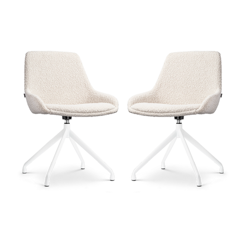 Nolon Nola-Isa Draaibare Eetkamerstoelen Bouclé Beige - Wit - 2x - vtwonen shop