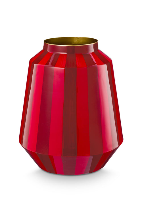 Pip Studio Vaas Stripes - Metaal - Donkerrood - 24x29cm