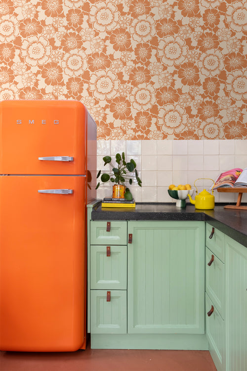 ESTAhome behang retro bloemen oranje - 50 x 900 cm - 131524 - vtwonen shop