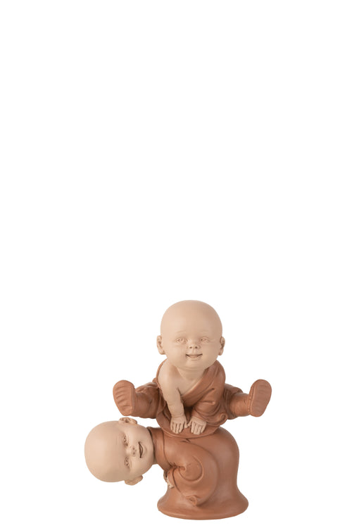 J-Line figuur Monnik Springend - polyresin - bruin