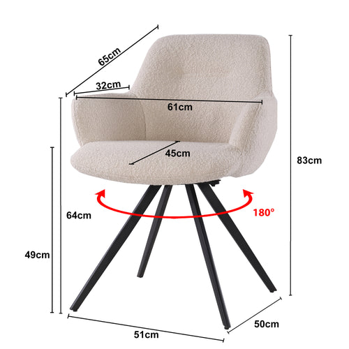 Livingfurn eetkamerstoel Doreen - boucle - beige - 2 stuks - vtwonen shop