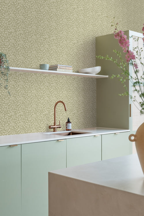 ESTAhome behang bloemetjes groen - 50 x 900 cm - 131669 - vtwonen shop
