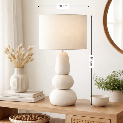 Mica Decorations Menko Tafellamp Woonkamer - Lamp Decoratief met Lampenkap - Bureaulamp Tafellampen Woonkamer - 84 x ⌀38 cm - 60W E27 IP20 - Cream