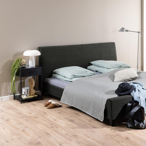 BRAM Nachtkastje Leyda - 42 x 35 cm - Zwart Met Zwarte Poten