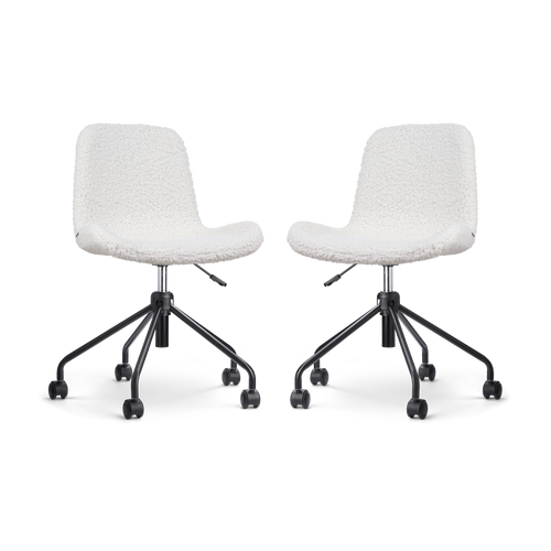Nolon Nout-Fé Bureaustoelen Set van 2 - Teddy Wit - Zwart Onderstel - vtwonen shop