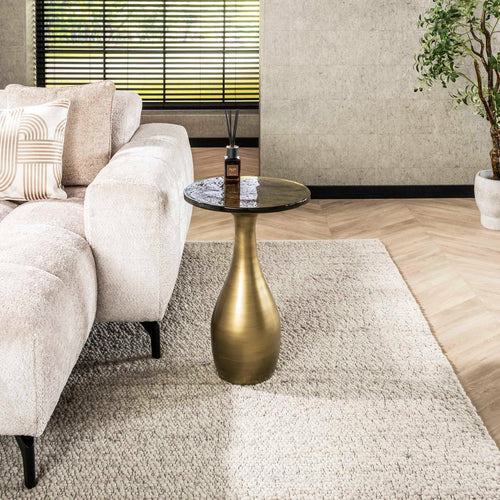 Giga Meubel Bijzettafel Eclipse - Goud Metaal/Glas - 40x40x60cm