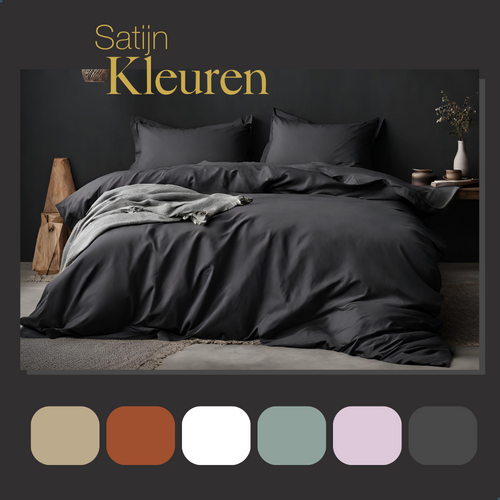 100% Katoen Satijnen Dekbedovertrekset - Antraciet - vtwonen shop