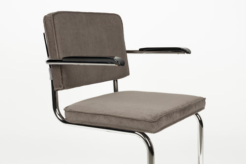 Zuiver Ridge Rib Armstoel Grijs - Set van 2 - vtwonen shop