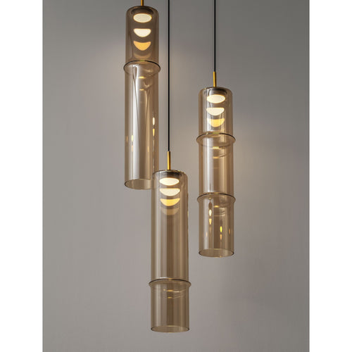 Nova Luce SANO Hanglamp met clusterdesign, glanzend geborsteld goud, cognac LED 9W 540lm 3000K