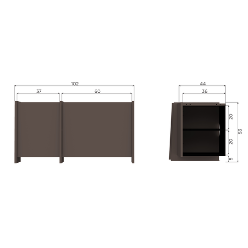 WOOOD tv meubel 102 cm Brock - Essen Fineer - Middenbruin - 53x102x44