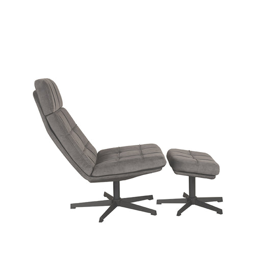 LABEL51 Fauteuil Alvar - Antraciet Stof - Draaibaar - Incl. Hocker - vtwonen shop