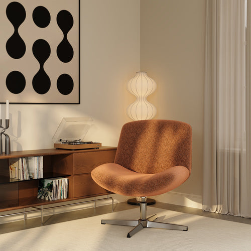 Premium Interiors - Draaistoel ABY - getextureerd fluweel terracotta 66cm