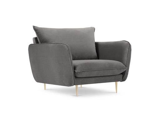 Cosmopolitan Design Fauteuil Vienna flueel, lichtgrijs - 94x97x95cm