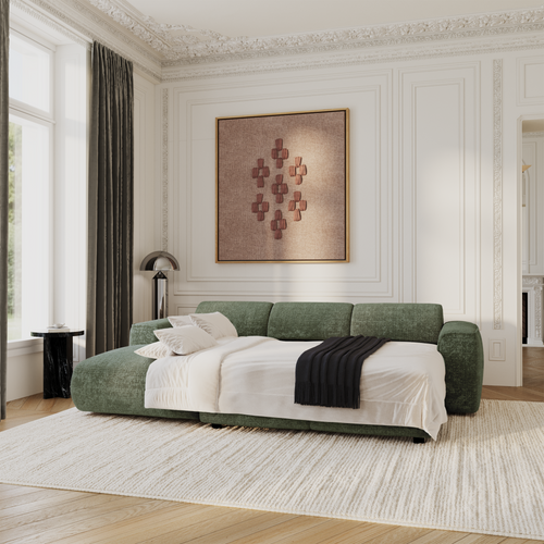 Sia Home - Hoekbanken YUMA - Fluweel met reliëf - Smaragdgroen - 283cm - vtwonen shop