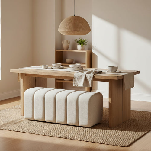 DÉJA Living Eetkamerbank Bogense - Beige Stof - 120x45x48cm